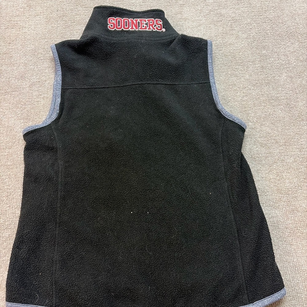 Victoria’s Secret PINK Oklahoma Sooners Fleece Vest Black Quarter Zip XS 0724 - Picture 5 of 6